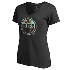 Edmonton Oilers Women's Lovely V-Neck T-Shirt - Black T-shirts