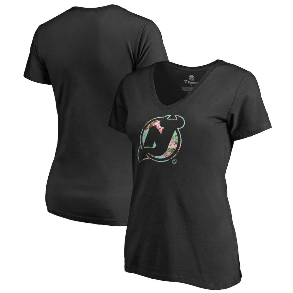 New Jersey Devils Women's Lovely V-Neck T-Shirt - Black T-shirts
