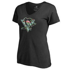 Pittsburgh Penguins Women's Lovely V-Neck T-Shirt - Black T-shirts