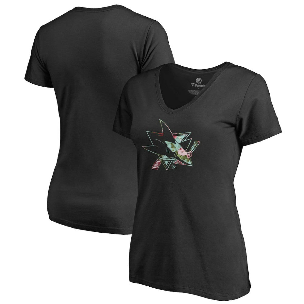 San Jose Sharks Women's Lovely V-Neck T-Shirt - Black T-shirts