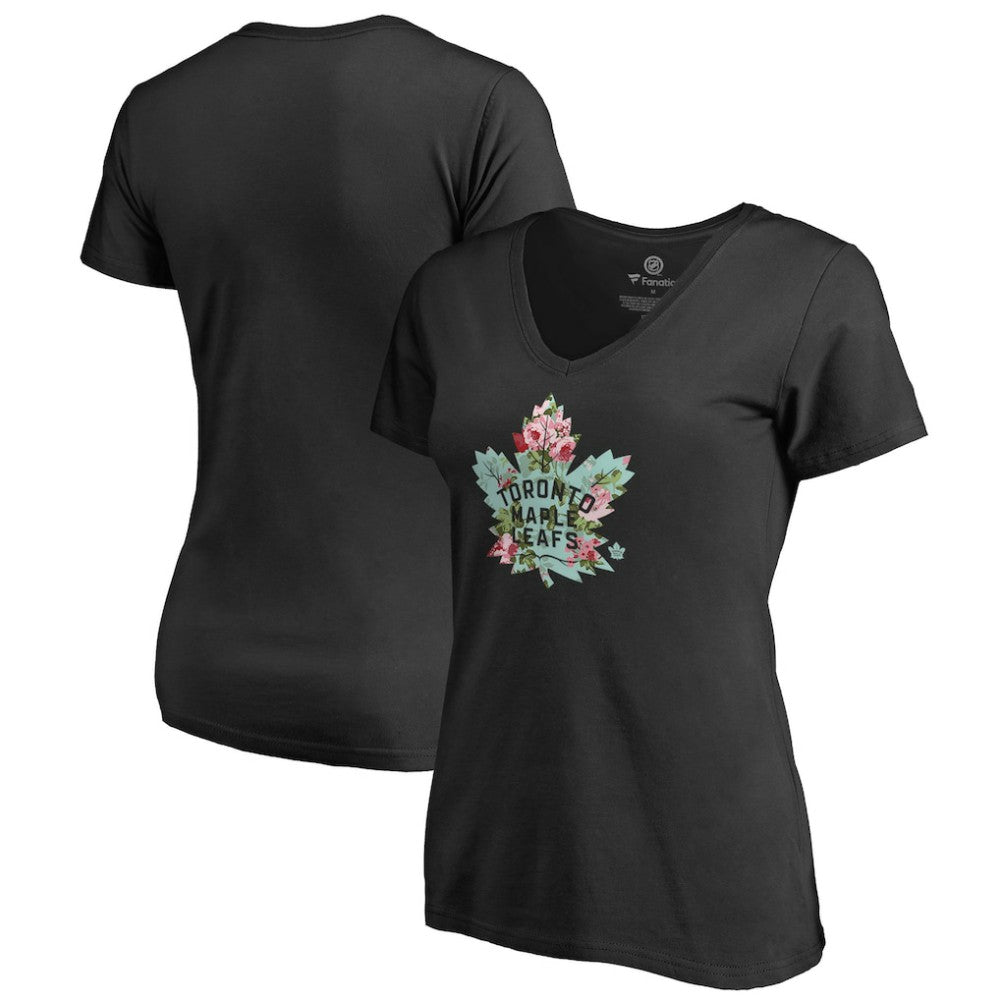 Toronto Maple Leafs Women's Lovely V-Neck T-Shirt - Black T-shirts