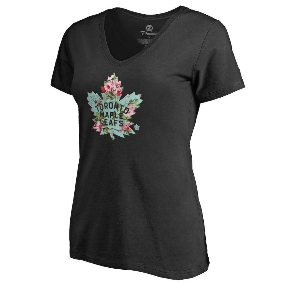 Toronto Maple Leafs Women's Lovely V-Neck T-Shirt - Black T-shirts