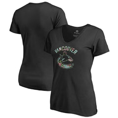 Vancouver Canucks Women's Lovely V-Neck T-Shirt - Black T-shirts