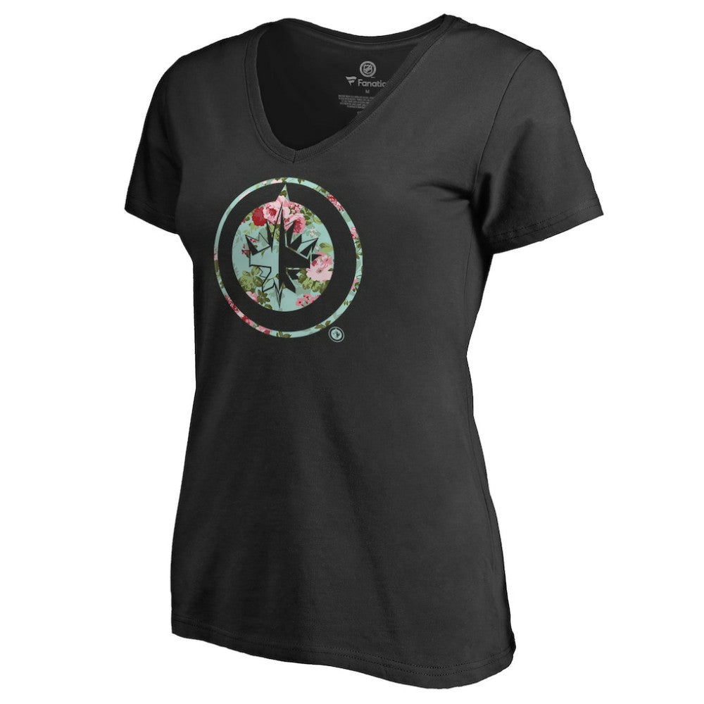 Winnipeg Jets Women's Lovely V-Neck T-Shirt - Black T-shirts