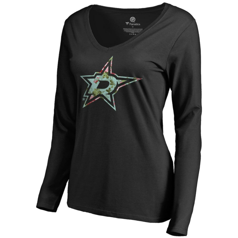 Dallas Stars Women's Lovely Long Sleeve V-Neck T-Shirt - Black T-shirts
