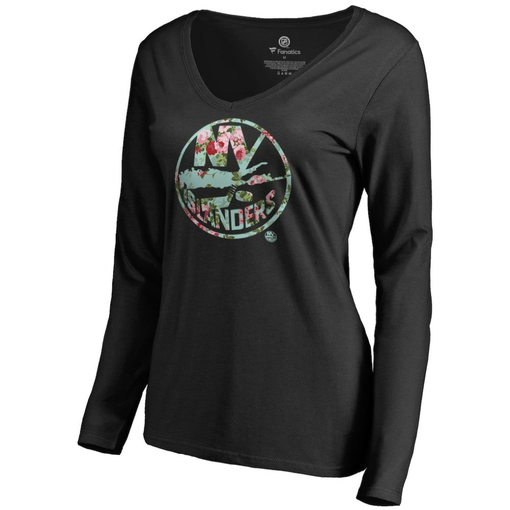 New York Islanders Women's Lovely Long Sleeve V-Neck T-Shirt - Black T-shirts