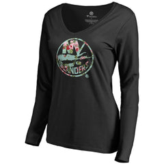 New York Islanders Women's Lovely Long Sleeve V-Neck T-Shirt - Black T-shirts