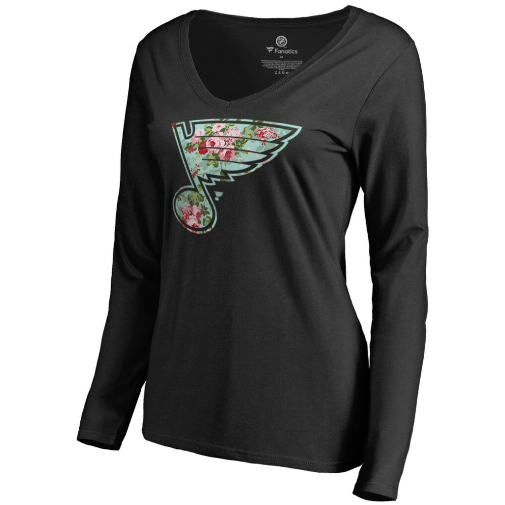 St. Louis Blues Women's Lovely Long Sleeve V-Neck T-Shirt - Black T-shirts