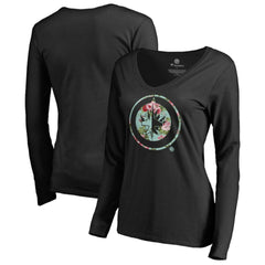 Winnipeg Jets Women's Lovely Long Sleeve V-Neck T-Shirt - Black T-shirts
