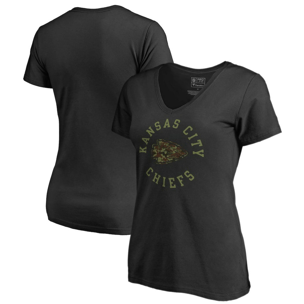 Kansas City Chiefs Women's Camo Collection Liberty V-Neck T-Shirt - Black discount