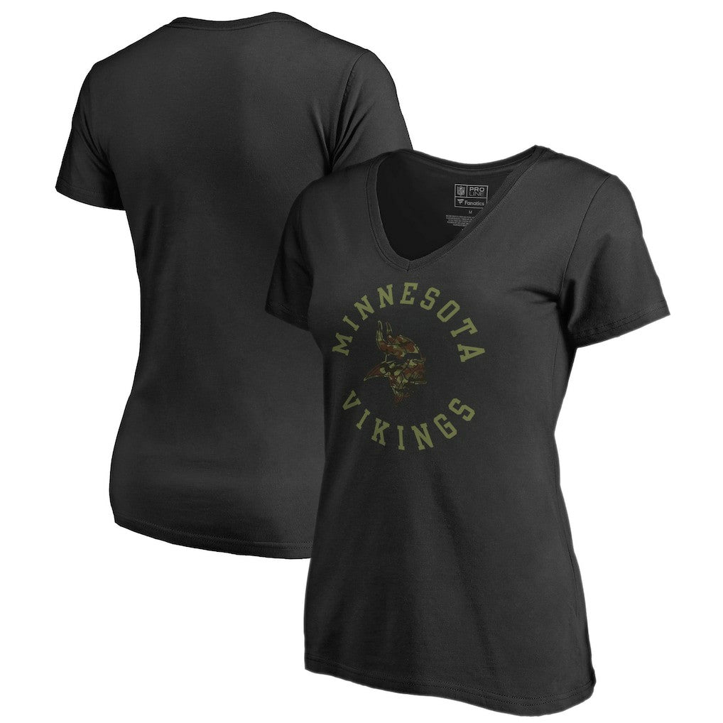 Minnesota Vikings Women's Camo Collection Liberty V-Neck T-Shirt - Black discount