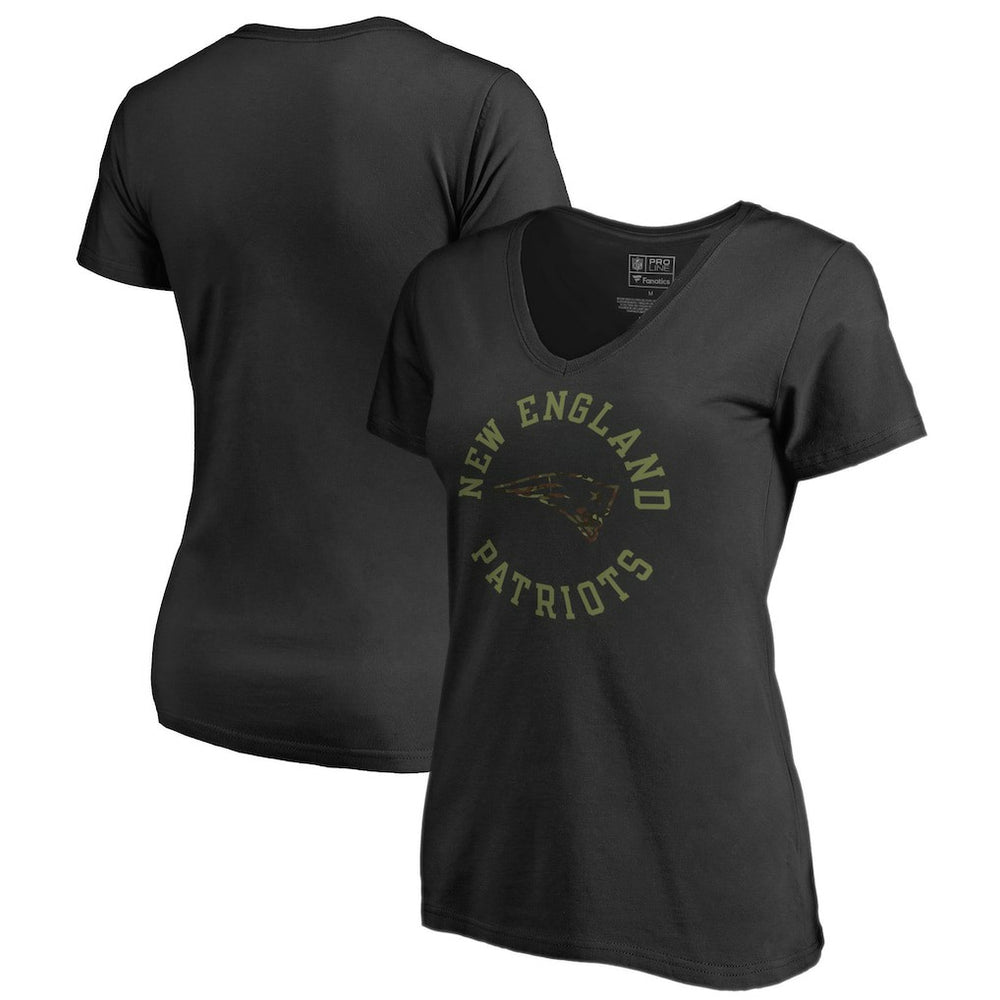New England Patriots Women's Camo Collection Liberty V-Neck T-Shirt - Black discount