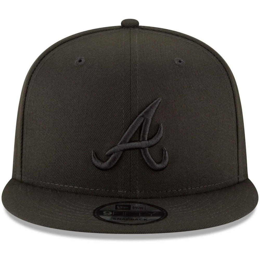 Atlanta Braves Black on Black 9FIFTY Team Snapback Adjustable Hat Black