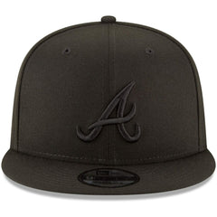 Atlanta Braves Black on Black 9FIFTY Team Snapback Adjustable Hat Black