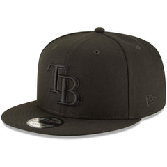 Tampa Bay Rays Black on Black 9FIFTY Team Snapback Adjustable Hat Black