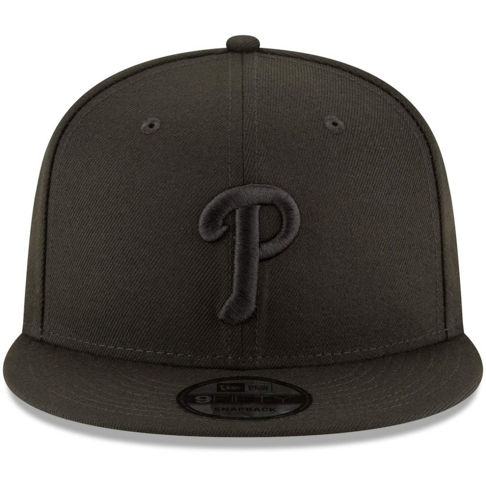 Philadelphia Phillies Black on Black 9FIFTY Team Snapback Adjustable Hat Black