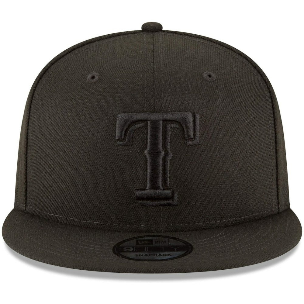 Texas Rangers Black on Black 9FIFTY Team Snapback Adjustable Hat Black