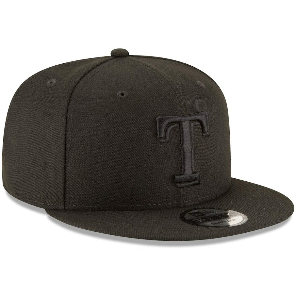 Texas Rangers Black on Black 9FIFTY Team Snapback Adjustable Hat Black