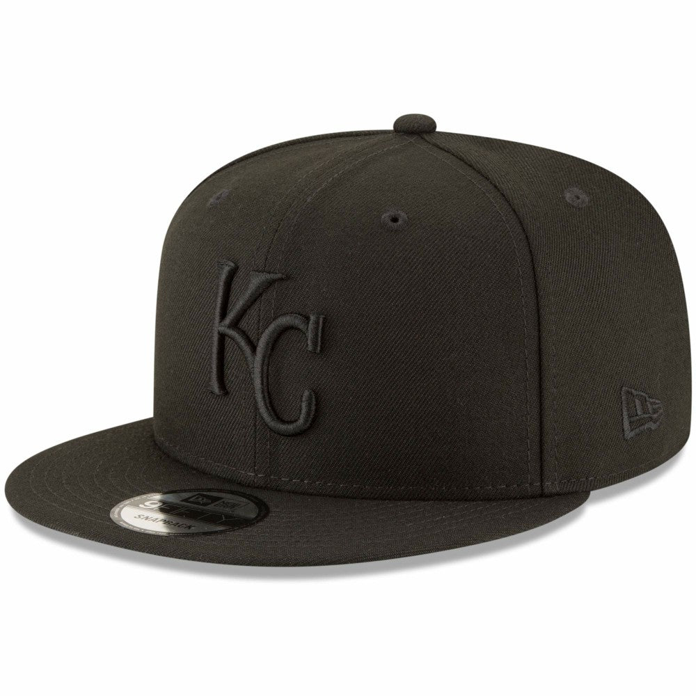 Kansas City Royals Black on Black 9FIFTY Team Snapback Adjustable Hat Black