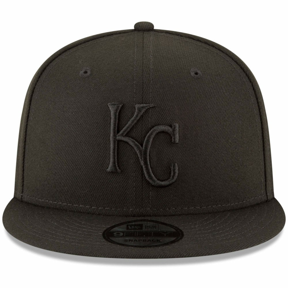 Kansas City Royals Black on Black 9FIFTY Team Snapback Adjustable Hat Black