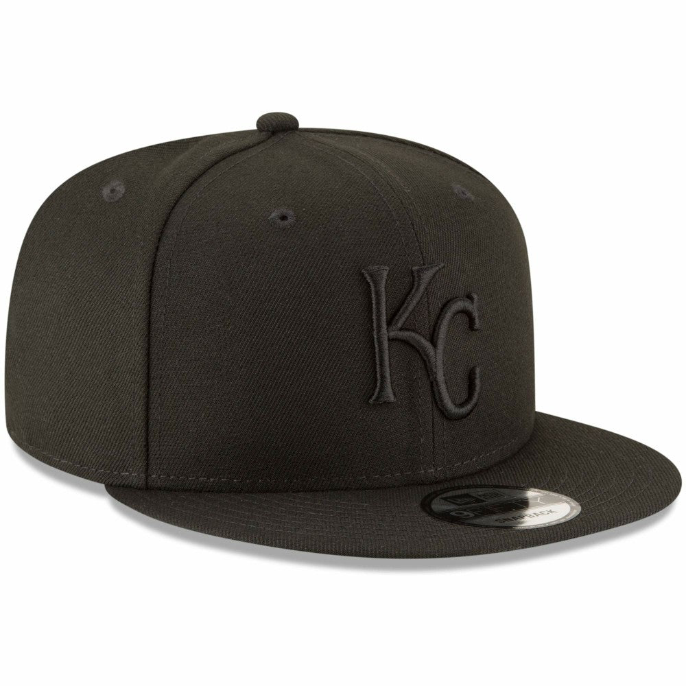 Kansas City Royals Black on Black 9FIFTY Team Snapback Adjustable Hat Black