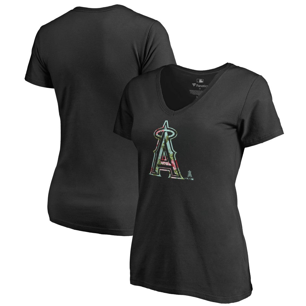 Los Angeles Angels Women's Lovely V-Neck T-Shirt Black