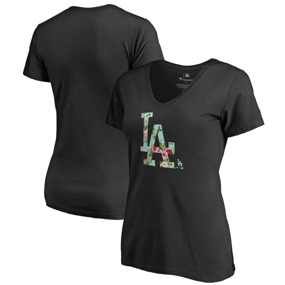 Los Angeles Dodgers Women's Lovely V-Neck T-Shirt Black