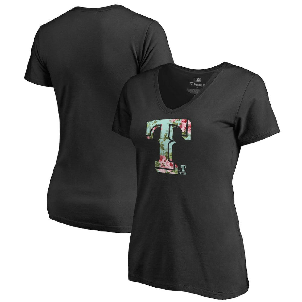 Texas Rangers Women's Lovely V-Neck T-Shirt Black