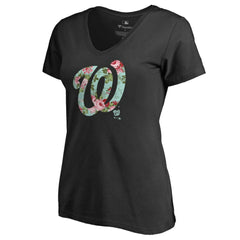 Washington Nationals Women's Lovely V-Neck T-Shirt Black