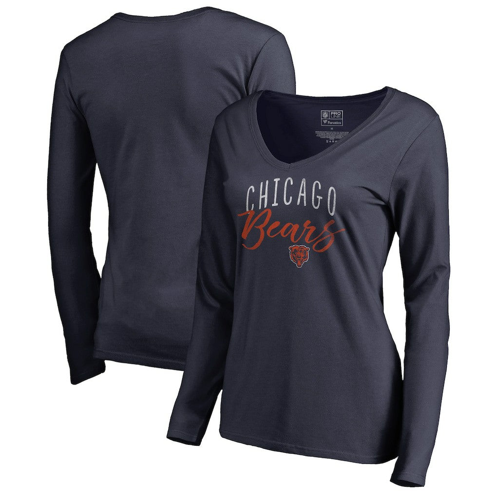 Chicago Bears Women's Graceful Long Sleeve V-Neck T-Shirt - Navy online