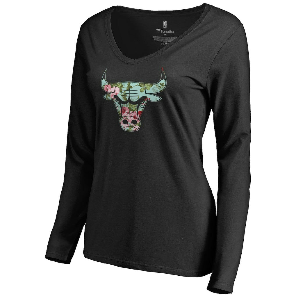Chicago Bulls Women's Lovely V-Neck Long Sleeve T-Shirt sale - Black cheap