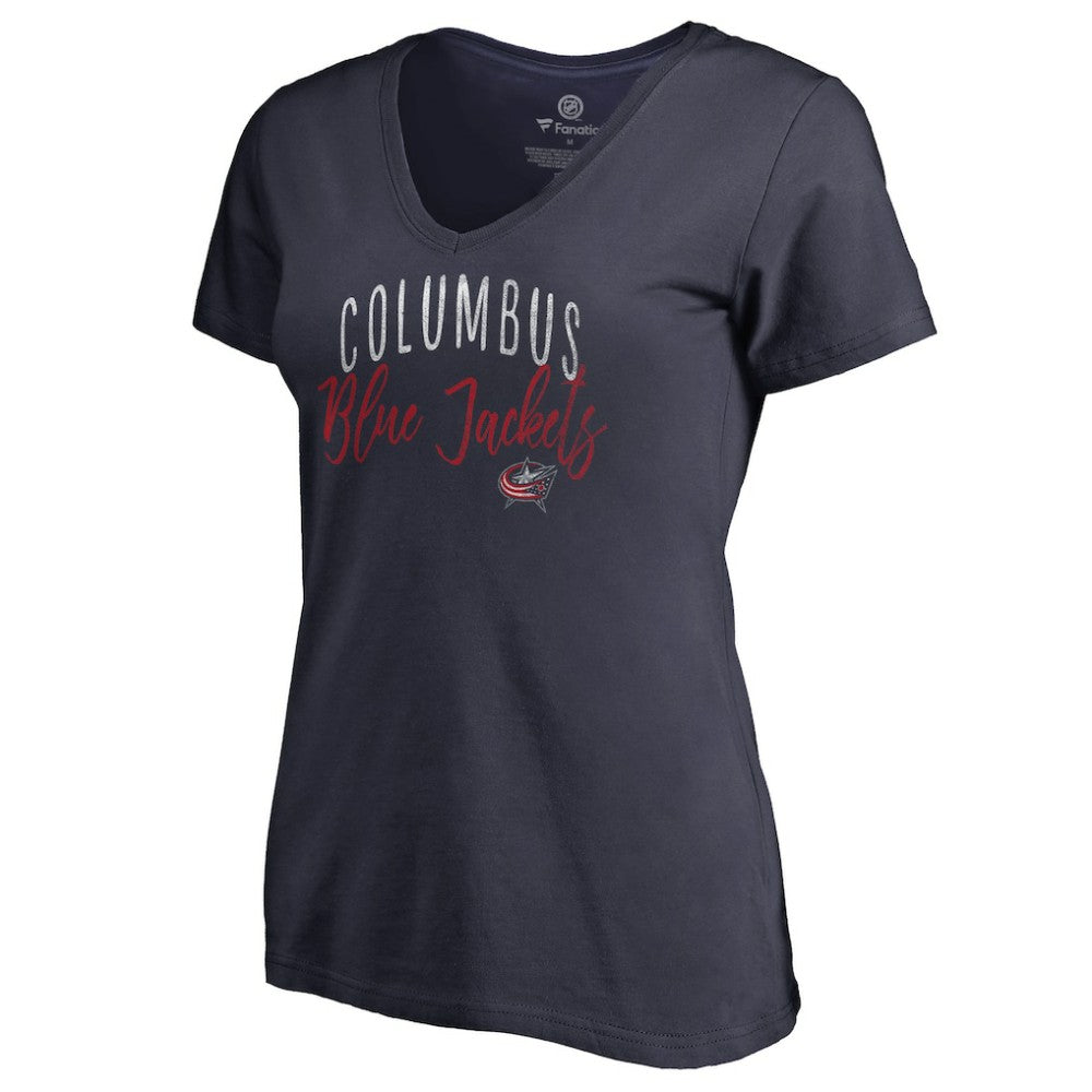Columbus Blue Jackets Women's Graceful V-Neck T-Shirt - Navy T-shirts