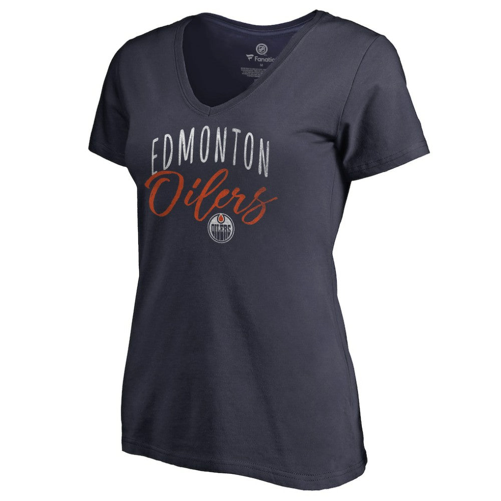Edmonton Oilers Women's Graceful V-Neck T-Shirt - Navy T-shirts