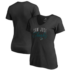 San Jose Sharks Women's Graceful V-Neck T-Shirt - Black T-shirts