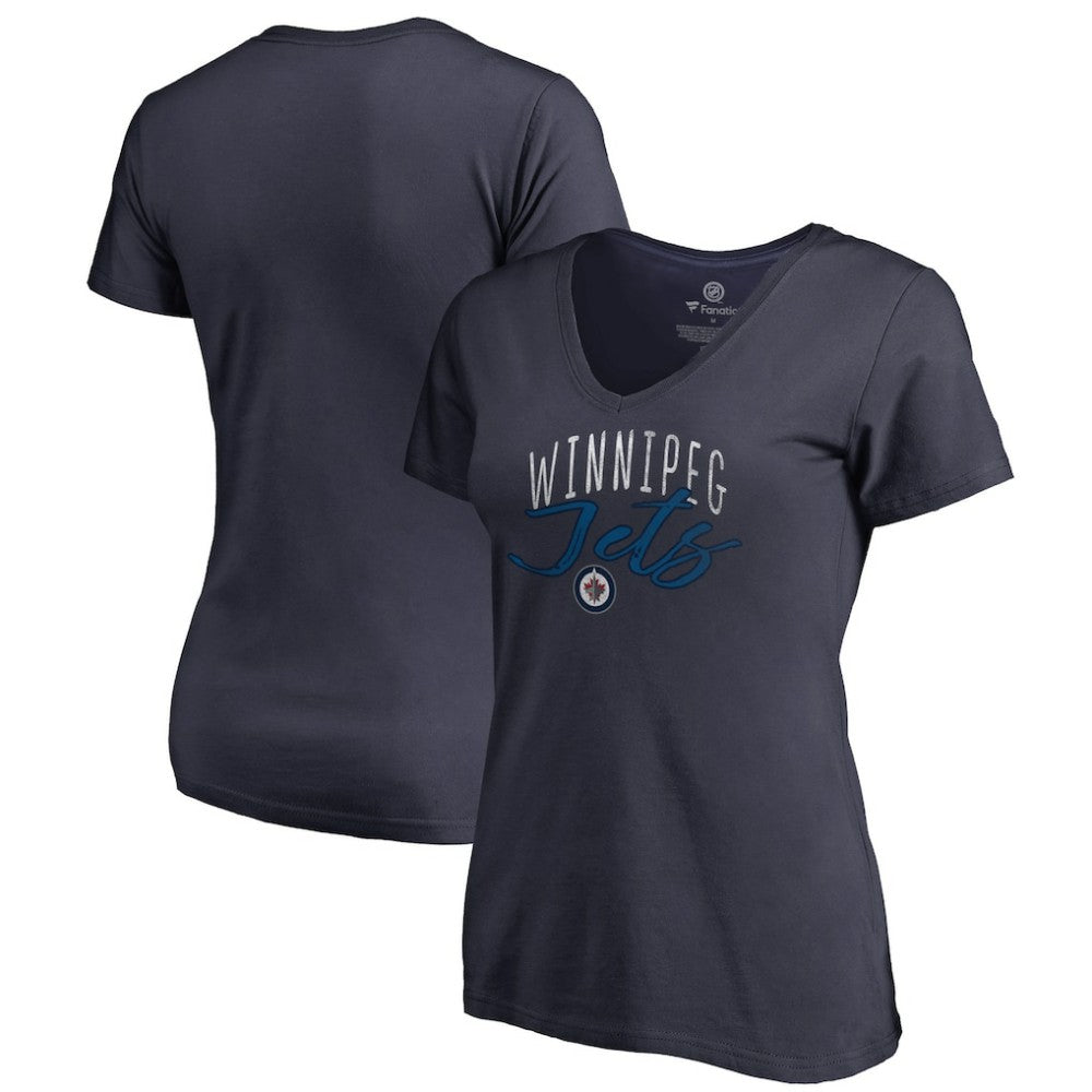 Winnipeg Jets Women's Graceful V-Neck T-Shirt - Navy T-shirts
