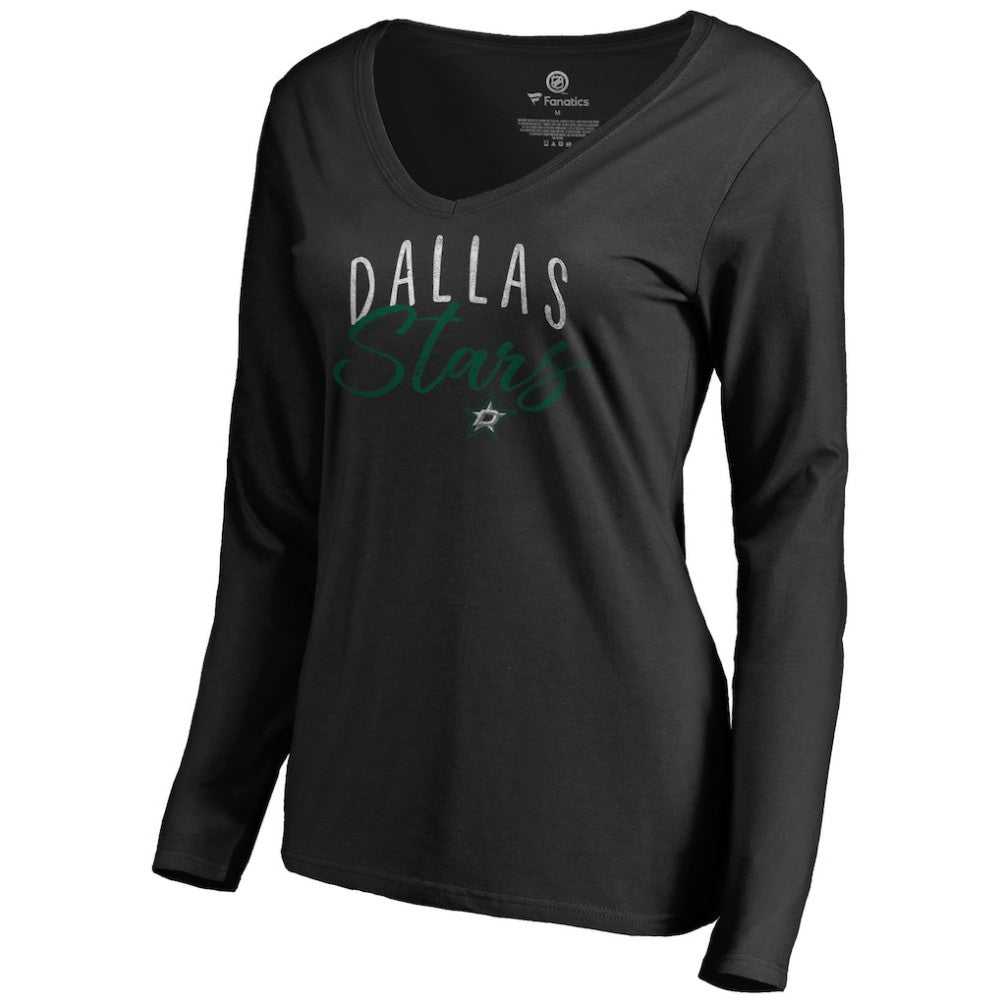 Dallas Stars Women's Graceful Long Sleeve V-Neck T-Shirt - Black T-shirts