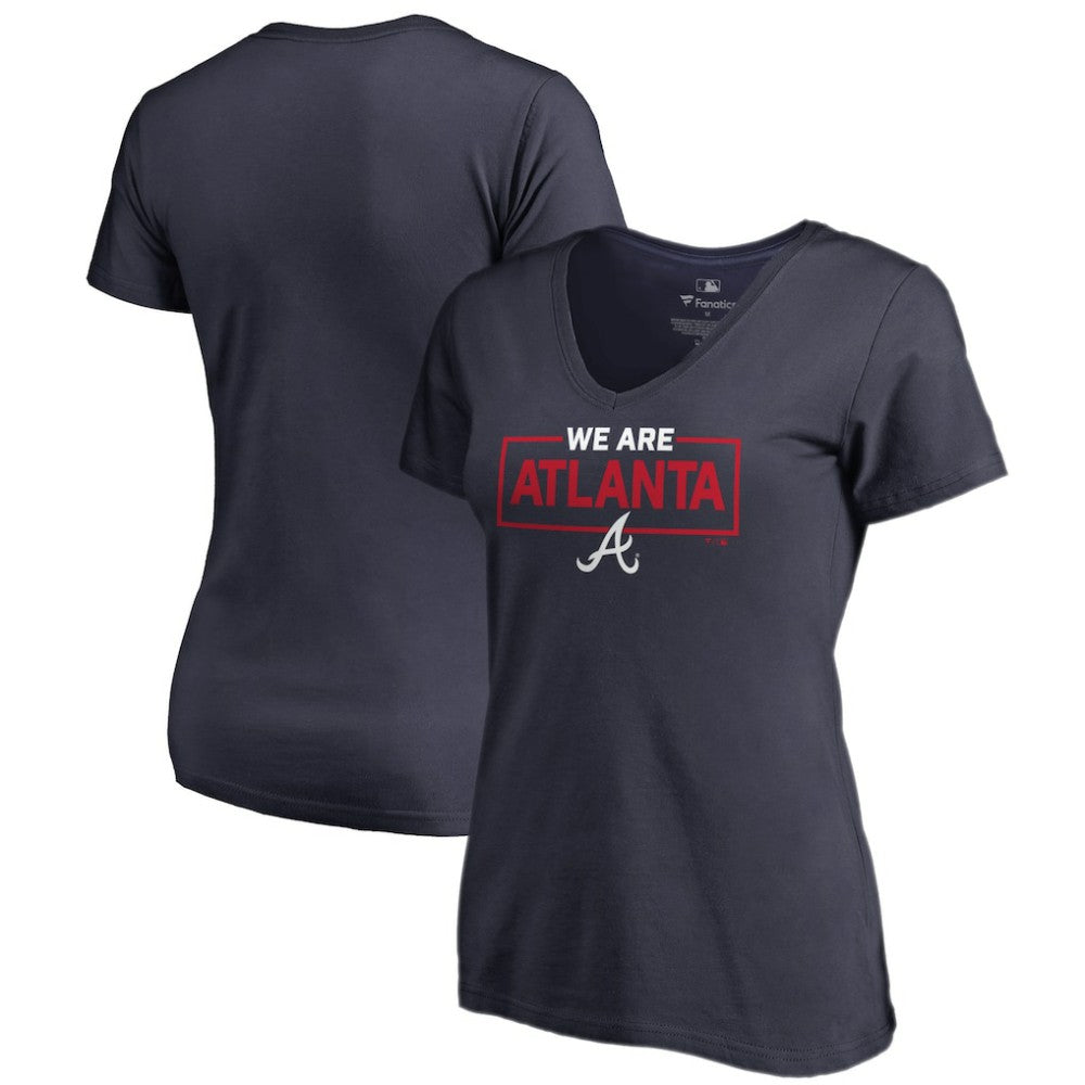 Atlanta Braves Women's We Are Icon V-Neck T-Shirt Navy