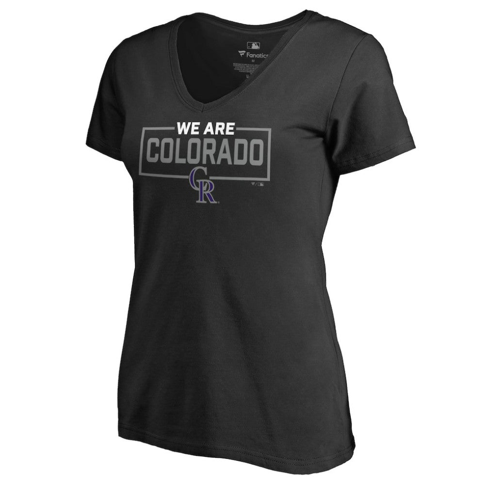 Colorado Rockies Women's We Are Icon V-Neck T-Shirt Black