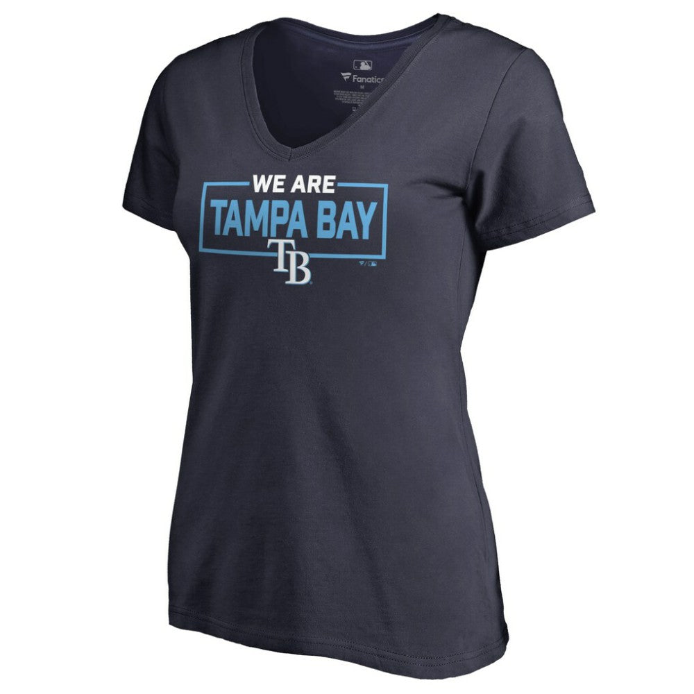 Tampa Bay Rays Women's We Are Icon V-Neck T-Shirt Navy