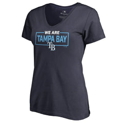 Tampa Bay Rays Women's We Are Icon V-Neck T-Shirt Navy
