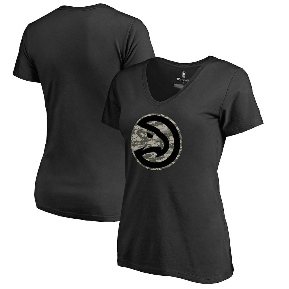 Atlanta Hawks Women's Cloak Camo V-Neck T-Shirt - Black online