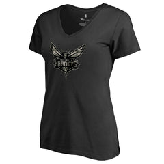 Charlotte Hornets Women's Cloak Camo V-Neck T-Shirt - Black shop
