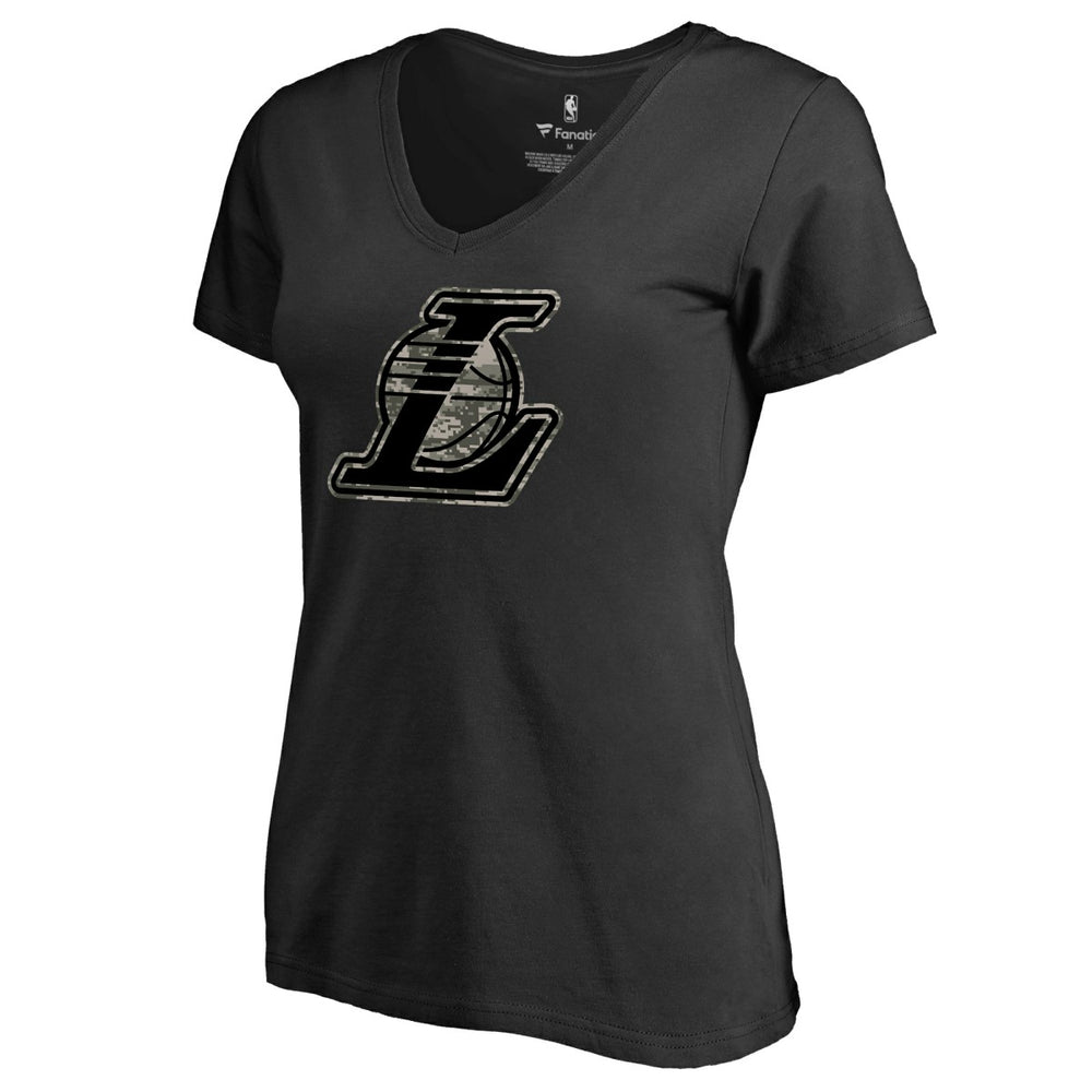 Los Angeles Lakers Women's Cloak Camo V-Neck T-Shirt - Black online