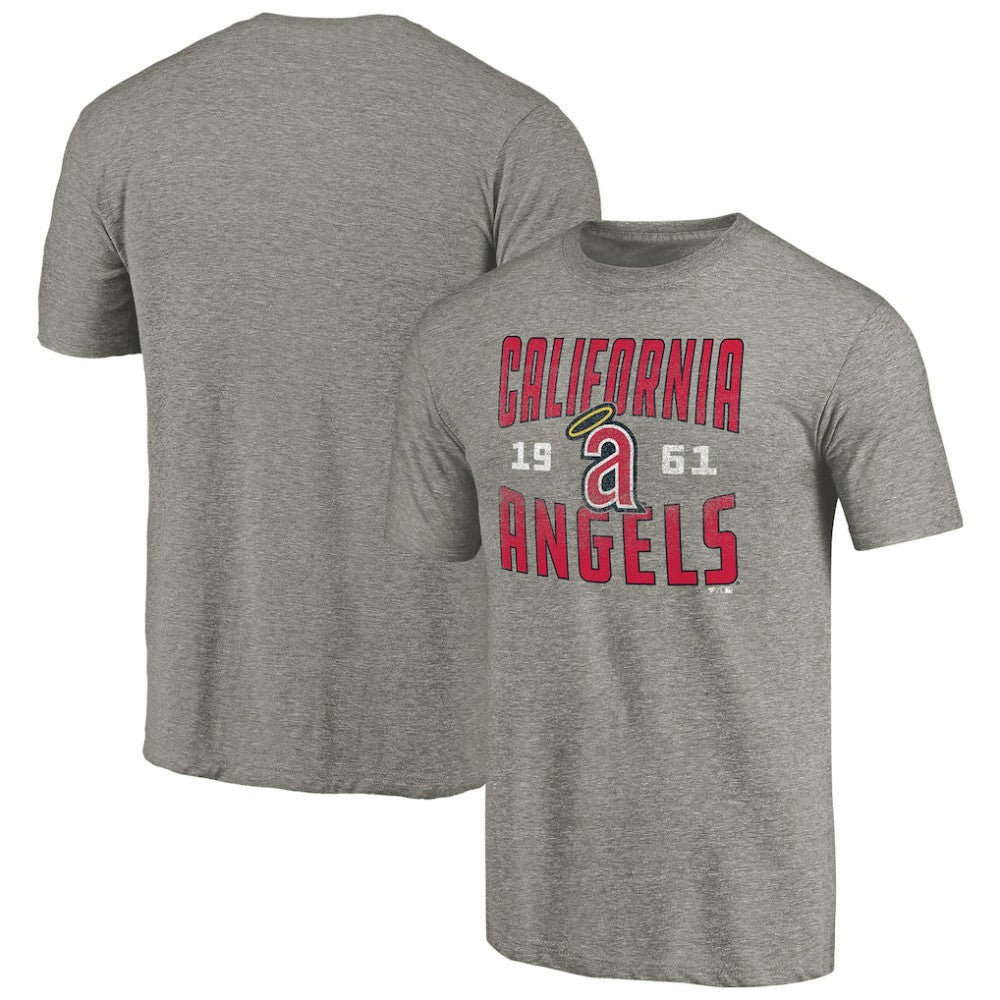 California Angels Cooperstown Collection Vintage Antique Stack Tri-Blend T-Shirt Gray
