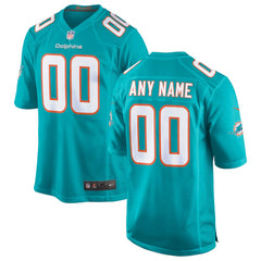 Miami Dolphins Youth Custom Game Jersey - Aqua for sale