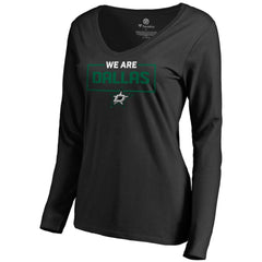 Dallas Stars Women's Iconic Collection We Are Long Sleeve V-Neck T-Shirt - Black T-shirts