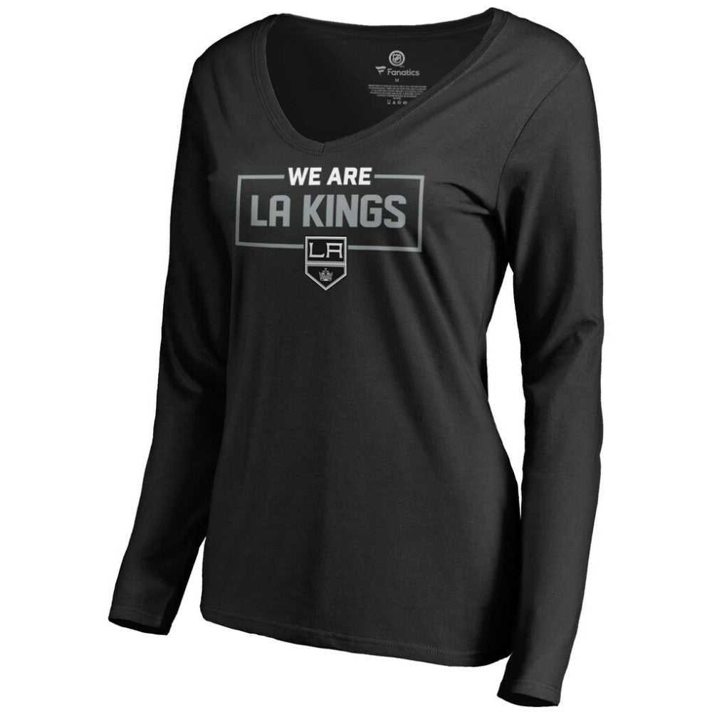 Los Angeles Kings Women's Iconic Collection We Are Long Sleeve V-Neck T-Shirt - Black T-shirts