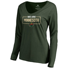 Minnesota Wild Women's Iconic Collection We Are Long Sleeve V-Neck T-Shirt - Green T-shirts