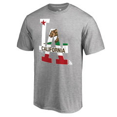 Los Angeles Dodgers Hometown Collection Cali Flag T-Shirt Heathered Gray