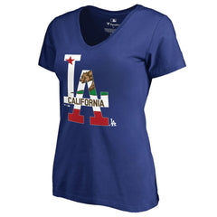 Los Angeles Dodgers Women's Hometown Collection Cali Flag T-Shirt Royal